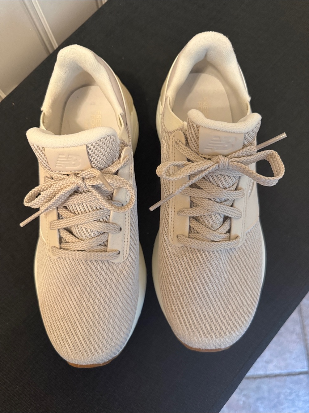 New Balance Beige Knit Lace-Up Sneakers